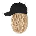 Black baseball cap with golden blonde wavy synthetic hair wig for women's daily style - 24H613# (Honey Blonde Mix)