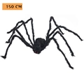 Giant 150cm black plush spider for Halloween decorations with realistic red eyes - Giant Black Spider