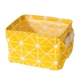 Ginger yellow foldable cotton linen storage basket with white star patterns and handles - Yellow Branches
