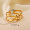 Adjustable cross band ring in gold-plated stainless steel weighing 1.4g for women - Cross Geometric 240 / Gold