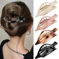 Oval duckbill hair clips in black, amber, pink, and beige colors for elegant hair styling - Set 15 (Pack of 4)