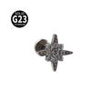 Orecchino labret a stella in titanio G23 con brillanti zirconi cubici bianchi e lucidi - Stella / Colore acciaio