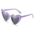 Fashion heart-shaped sunglasses with light purple frame and dark grey lenses for women - Matte Purple Frame Grey Lens