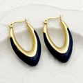 Minimalistische U-förmige goldene Edelstahl-Ohrringe mit schwarzer Emaille im Set - Schwarz