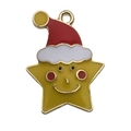 Ciondolo a stella di Natale gialla con cappello di Babbo Natale per gioielli DIY - Stella di Natale Gialla (14182) / 1 Pezzo (20x26mm) / Giallo / 0.43