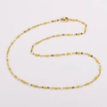 18-inch gold stainless steel chain necklace with yellow enamel lip-shaped beads - Gold + Yellow Enamel
