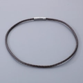 Bracelet minimaliste en cuir tressé marron foncé avec un fermoir magnétique argenté poli - Style B-3.5mm Cordon Marron-Fermoir Acier-Collier