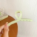 Elegant matte light green large shark hair claw clip with cross twist design - 11cm / Green