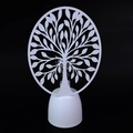 White LED tree-shaped decorative table lamp with life tree silhouette on round base - White - Tree of Life