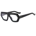 Fashionable black thick hexagonal frame glasses with blue light blocking lenses and gold dots - Black Frame Clear Lenses