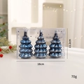 Set of 3 dark blue Christmas tree shaped ornaments with glitters in a gift box - Dark Blue Tree