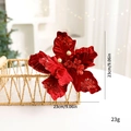 23cm red velvet artificial Christmas flower with glitter edges and golden beads decoration - 20cm / Burgundy