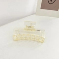 Translucent yellow acrylic hollow square hair claw clip with durable metal spring - Amber