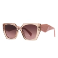 Modern geometric sunglasses with transparent pink frame and gradient brown lenses UV400 - Tea Gradient