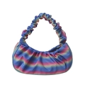 Rainbow gradient pleated dumpling bag featuring a vibrant semi-circle cloud design - Blue