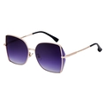 Gafas de sol cuadradas de moda con patillas de metal oro rosa y lentes degradadas moradas - Montura dorada degradado púrpura