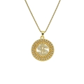 Collana con ciondolo a segno del dollaro oro hip hop con cristalli e catena a corda - Catena a corda in acciaio inossidabile da 0,3*60 cm / Oro