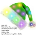 Green plush LED Christmas hat for adults with 30 colorful lights and white furry trim - 35*45cm / Green Colored Full Glow Hat (Adult)