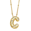 Golden balloon style letter C pendant necklace with sparkling cubic zirconia inlay - Letter C