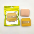 Set of two thick square makeup sponges in yellow and pink with a zipper pouch - Marshmallow Yellow (L) Bagged
