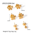 Three-piece gold stainless steel earring set with butterfly, star, and bead studs - Butterfly Star Bead Set