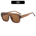 Fashionable dark tea amber aviator sunglasses with square transparent frame style C4 - Dark Tea Frame Tea Lens