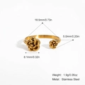 Detailed specs of stainless steel rose ring featuring dimensions and 1.9g weight info - 3D Rose Style (YYR025034)