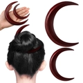Horquilla de madera en forma de luna roja oscura en dos tamaños con veta - Pequeño / Negro