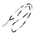 Laccetto per telefono boho con perline bianche e nere, scritte LOVE e stella d'oro - Stile LOVE Bianco e Nero (ZC919)