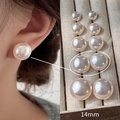 Elegantes pendientes de perlas blanco crema de 14mm con acabado minimalista de lujo - US 14 / Rosa