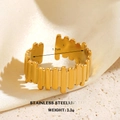 Adjustable golden stainless steel open ring with unique vertical geometric wavy texture - Gold Irregular Ring 056