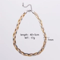 Detailed specs of 7mm braided stainless steel necklace with 40+5cm length and 17g weight - Necklace(40+5cm) / Tri-color Necklace