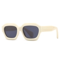 Lunettes de soleil rétro à monture irrégulière beige crème et verres gris foncé - Monture Blanc Cassé Verres Gris