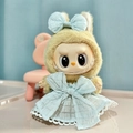 Blue bow dress outfit for vinyl face plush pendant doll, cute miniature party clothes - Blue Candy-colored Pendant Dress / First And Second Generation Keychains Are Compatible With La Cloth Dolls. Dolls Not Included.