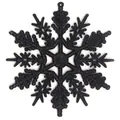 Sparkling black glitter snowflake ornament 10cm for Christmas tree and wreath decoration - 10CM-6g (With Rope) / Black