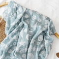 Light blue muslin cotton baby swaddle blanket featuring white ocean animal patterns - Light Blue Marine Life