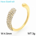 Vergoldeter, mit Zirkonia besetzter offener Ring mit einer Bandbreite von 4,5 mm - US 6 / Gold