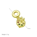 Detail of a golden palette and paintbrush pendant with colorful gemstones, 27mm and 3.1g - DB2408013-H (Gold Artist Palette Brush Pendant)