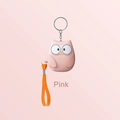 Pink owl-shaped personal security alarm keychain with an orange braided wrist strap - English Packaging / Owl / Pink
