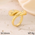 Anello dorato irregolare in acciaio inossidabile con doppie gemme a goccia brillanti - US 6 / Oro