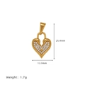 Golden heart lock pendant with clear zircon stones and size dimensions 25.4mm by 13.9mm - A05 Swan Heart