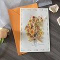 Handmade thank you card with yellow dried flowers and a premium orange envelope - Style 3-Wish Forever Daisy Bouquet