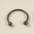16G black stainless steel C-shaped horseshoe ring with dual balls piercing jewelry - 1.2x6x3mm / Black