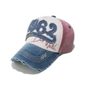 Dettaglio del ricamo vintage 1962 su cappellino da baseball in cotone tricolore - Blu Notte