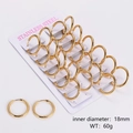 Detailed view of 18mm stainless steel gold hoop earrings set with size and weight info - 2.5mm Wire 18mm Inner Diameter / Gold