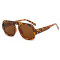 Classic tortoise shell sunglasses with oversized frames and brown tinted lenses - Leopard Tea