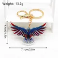 Portachiavi con aquila in acrilico e bandiera USA con gancio dorato per borse e auto - Aquila in Volo [Chiusura Dorata in Acrilico]