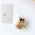 Cute plush koala hair clip in white and light brown soft faux fur for girls - Brown Koala