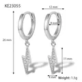 S925 silver lightning bolt huggie earrings with sparkling pavé zircon stones - Silver-Heavy Pave