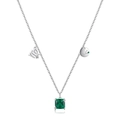 S925 sterling silver Virgo zodiac necklace with green emerald-cut zircon pendant - 925 Sterling Silver